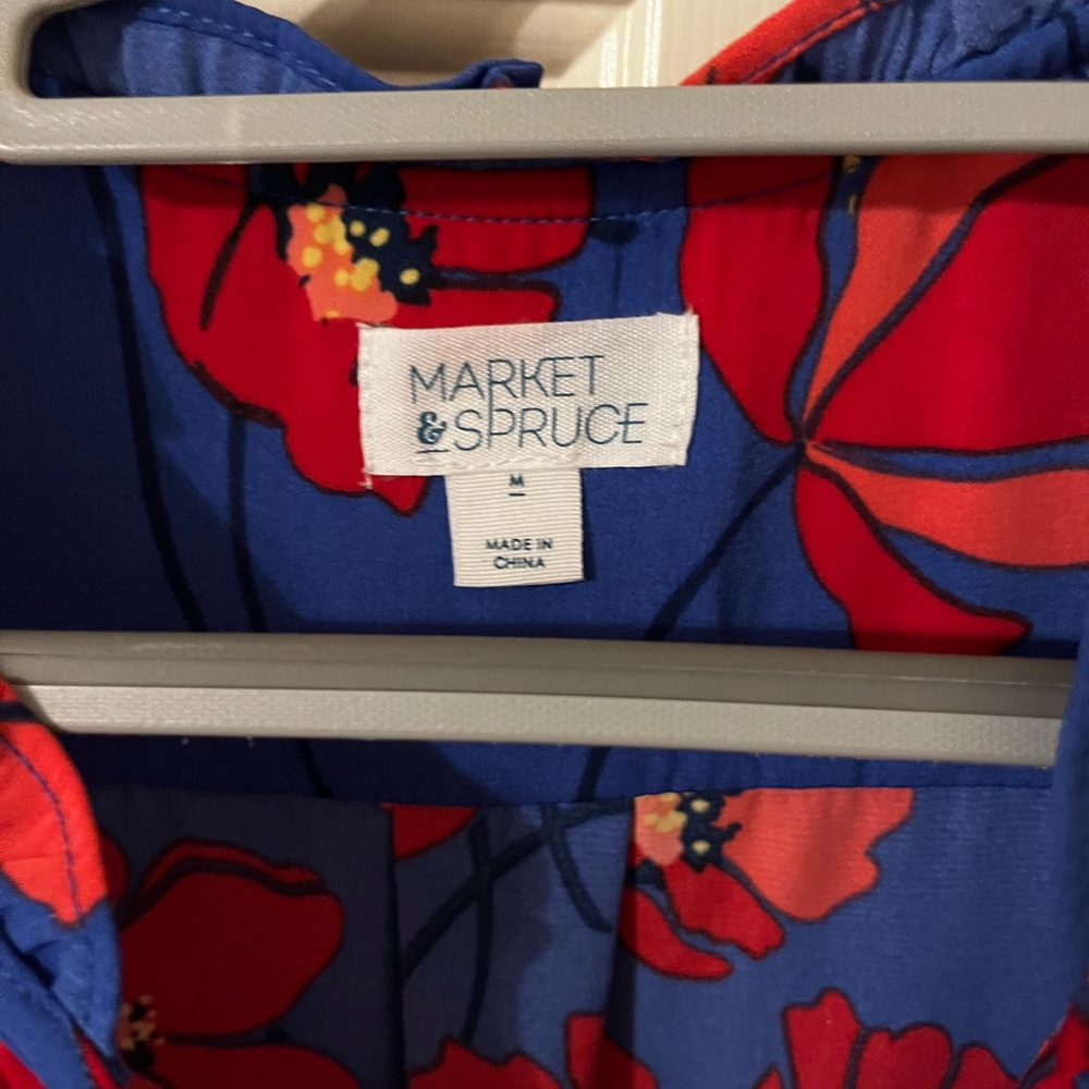 Stitch Fix Market & Spruce Jeanie Ruffle Detail Dress Sleeveless Blue Floral M - Picture 4 of 4